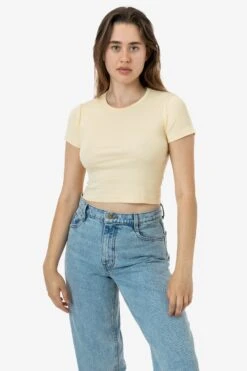 4325 - Baby Rib Short Sleeve Crop Tee -Builtd Store 4325 RACHEL CREME 1
