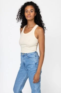 4328 - Sporty Baby Rib Crop Tank 39 4328 - Sporty Baby Rib Crop Tank -Builtd Store 4328 creme 1 F