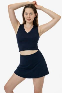 4357 - Baby Rib Sleeveless V-Neck Crop Tank -Builtd Store 4357 RACHEL NAVY 1