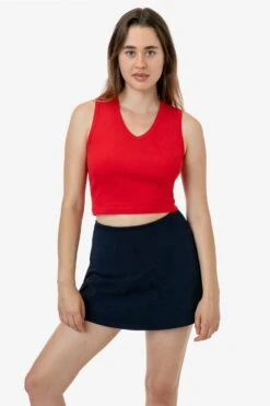 4357 - Baby Rib Sleeveless V-Neck Crop Tank -Builtd Store 4357 RACHEL RED 1