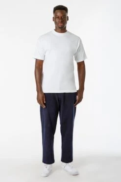 2017MN - 6.0oz Mock Crew Neck Heavy Combed Cotton T-Shirt -Builtd Store 6 2017MN WHITE EBRIMA