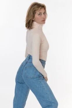 8306GD - Cotton Spandex Garment Dye Turtleneck -Builtd Store 8306 peachcreme