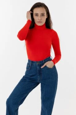 8306 - Cotton Spandex Turtleneck -Builtd Store 8306 redorange