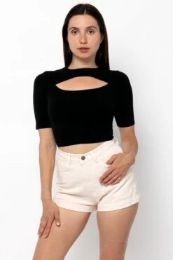 83071GD - Cut Out Crop Top -Builtd Store 83071GD Black