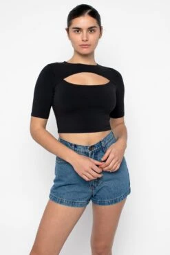 83071GD - Cut Out Crop Top -Builtd Store 83071GD BlackNew