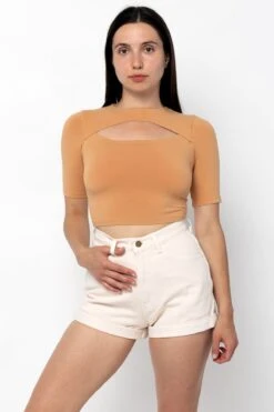 83071GD - Cut Out Crop Top -Builtd Store 83071GD LightSienna