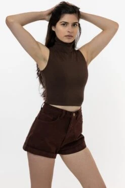 83073GD - Garment Dye Sleeveless Turtleneck Crop Top 29 83073GD - Garment Dye Sleeveless Turtleneck Crop Top -Builtd Store 83073GD CHOCOLATE natalie