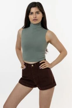 83073GD - Garment Dye Sleeveless Turtleneck Crop Top 33 83073GD - Garment Dye Sleeveless Turtleneck Crop Top -Builtd Store 83073GD EUCALYPTUS natalie