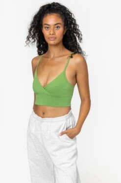 83076GD - Crossover Wrap Crop Top -Builtd Store 83076 CELERY 1