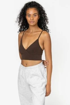 83076GD - Crossover Wrap Crop Top -Builtd Store 83076 CHOCOLATE 1