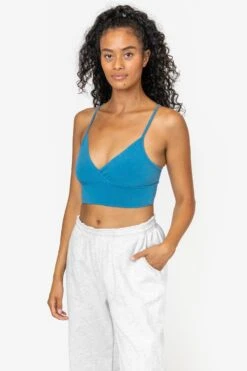83076GD - Crossover Wrap Crop Top -Builtd Store 83076 FRENCHBLUE 1