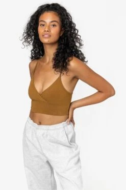 83076GD - Crossover Wrap Crop Top -Builtd Store 83076 brass 1