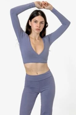 83077GD - Garment Dye Long Sleeve Wrap Top -Builtd Store 83077 KARLA 4