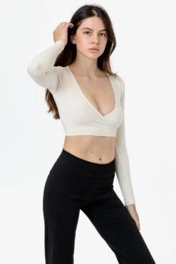 83077GD - Garment Dye Long Sleeve Wrap Top -Builtd Store 83077 KARLA 7