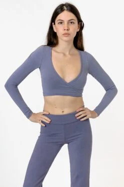 83077GD - Garment Dye Long Sleeve Wrap Top -Builtd Store 83077 KARLA 9