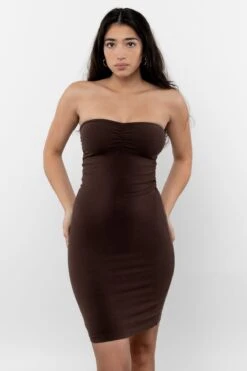 8333GD - Ruched Front Tube Dress 18 8333GD - Ruched Front Tube Dress -Builtd Store 8333GD Chocolate 1