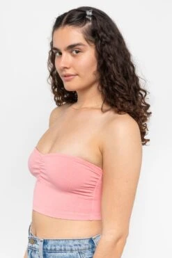 8337GD - Garment Dye Ruched Front Tube Top 28 8337GD - Garment Dye Ruched Front Tube Top -Builtd Store 8337GD StrawberryPink4