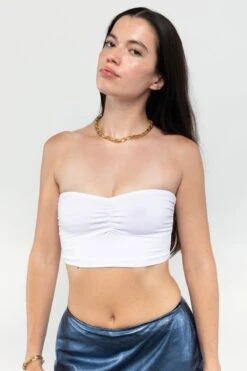 8337GD - Garment Dye Ruched Front Tube Top 26 8337GD - Garment Dye Ruched Front Tube Top -Builtd Store 8337GD White4copy