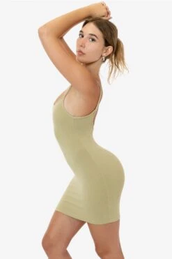 83601GD - Garment Dye Spaghetti Mini Dress -Builtd Store 83601GD ECRU 2