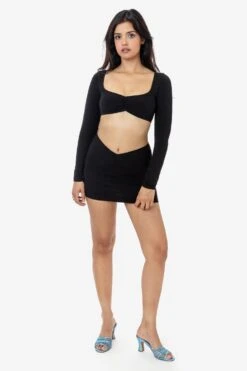 8388GD - Garment Dye Ruched Front Mini Skirt -Builtd Store 8387GD 8388GD blk1k