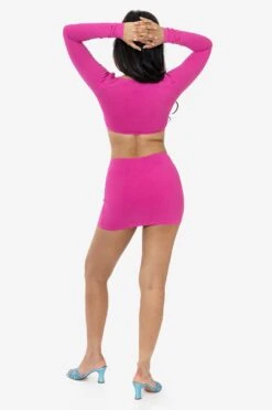 8388GD - Garment Dye Ruched Front Mini Skirt -Builtd Store 8387GD 8388GD pink4k