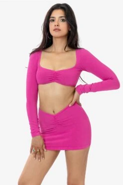 8388GD - Garment Dye Ruched Front Mini Skirt -Builtd Store 8388GD 8387GD RASPBERRY1k