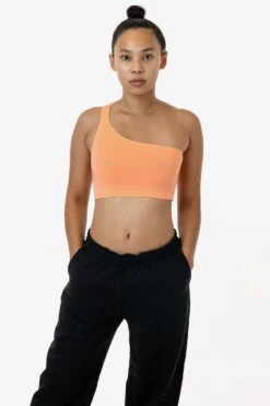 8389GD - Garment Dye One Shoulder Crop Top -Builtd Store 8389 cantaloupe 1S