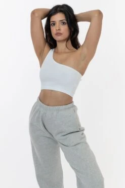 8389GD - Garment Dye One Shoulder Crop Top -Builtd Store 8389gd white