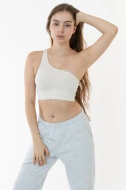 8389GD - Garment Dye One Shoulder Crop Top -Builtd Store 89 creme