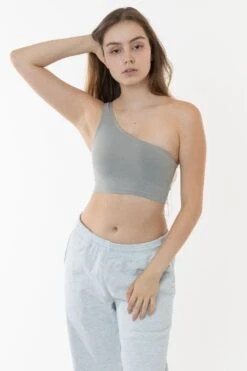 8389GD - Garment Dye One Shoulder Crop Top -Builtd Store 89 silvermist