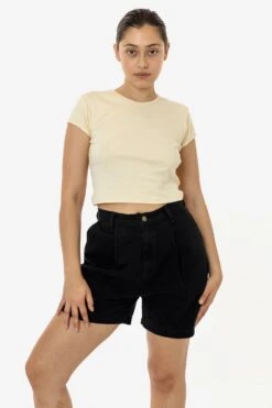 RCT372 - Cotton Twill Pleated Short -Builtd Store ADRIANASTAND black