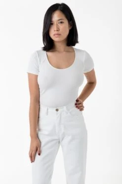 B115CTS - Short Sleeve Thong Bodysuit -Builtd Store B115CTS white