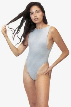B303GD - Garment Dye Boatneck Dance Bodysuit -Builtd Store B303GD SILVERMIST 1 F