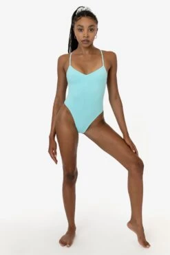 B308GD - Garment Dye Spaghetti Ruched Front Crossback Bodysuit -Builtd Store B308GD F 8k