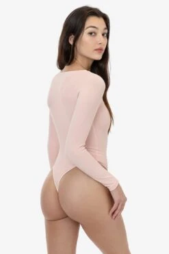 B357GD - Garment Dye Long Sleeve Squareneck Thong Bodysuit -Builtd Store B357GD SEASHELL 2s2