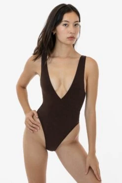 B362GD - Sleeveless Wrap Front Bodysuit -Builtd Store B362GD CHOCOLATE 1S