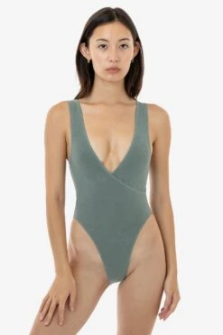 B362GD - Sleeveless Wrap Front Bodysuit -Builtd Store B362GD EUCALYPTUS 1S