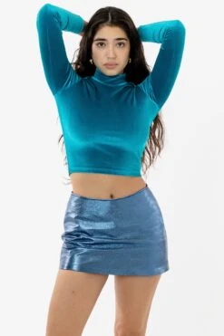 RLH739 - Metallic Leather Mini Skort -Builtd Store BLUE 2 s