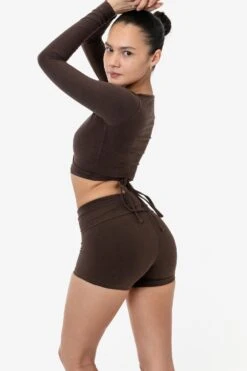 8319GD - Garment Dye Yoga Shorts -Builtd Store CHOCOLATE 3