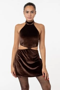VVT407 - Velvet Halter Diamond Cutout Dress -Builtd Store CLOSE1OK