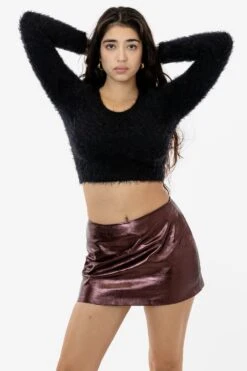 RLH739 - Metallic Leather Mini Skort -Builtd Store DARK COPPER 1 s