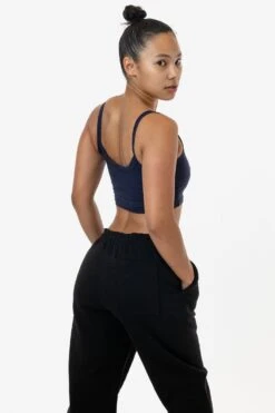 FF016 - Poly Cotton Cropped Spaghetti Tank Top -Builtd Store FF016 JENNY 5S