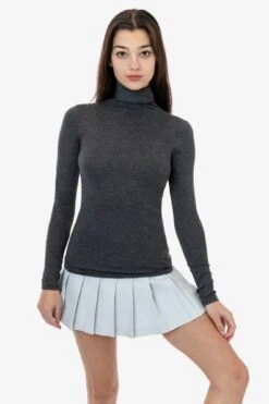 FF306 - 50/50 Poly Cotton Mock Turtleneck -Builtd Store FF306 HBLK D1f