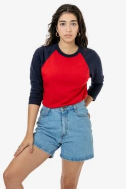 FF53 - 3/4 Sleeve Poly Cotton Raglan -Builtd Store FF53 BRITTANY REDNVY