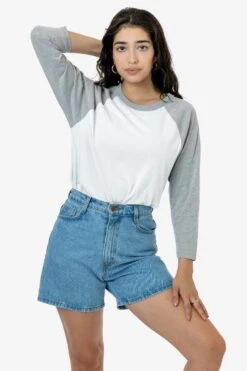 FF53 - 3/4 Sleeve Poly Cotton Raglan -Builtd Store FF53 BRITTANY WHTHGRY