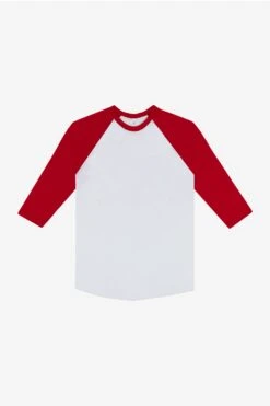 FF53 - 3/4 Sleeve Poly Cotton Raglan -Builtd Store FF53 redwhite