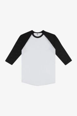 FF53 - 3/4 Sleeve Poly Cotton Raglan -Builtd Store FF53 whiteheatherblack
