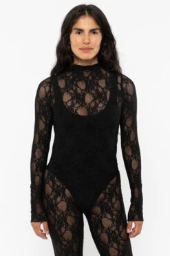 FNS306 - Floral Lace Long Sleeve Top -Builtd Store FNS300 Black3