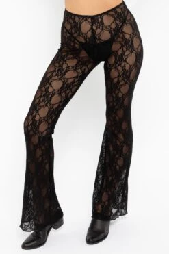 FNS300 - Floral Lace Flare Leggings 17 FNS300 - Floral Lace Flare Leggings -Builtd Store FNS302 Black2