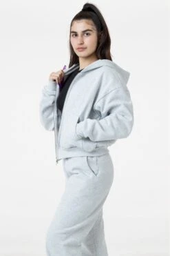 HF16 - Heavy Fleece Cropped Zip-Up Hoodie (Piece Dye) -Builtd Store HF 16 ASH W Var.1